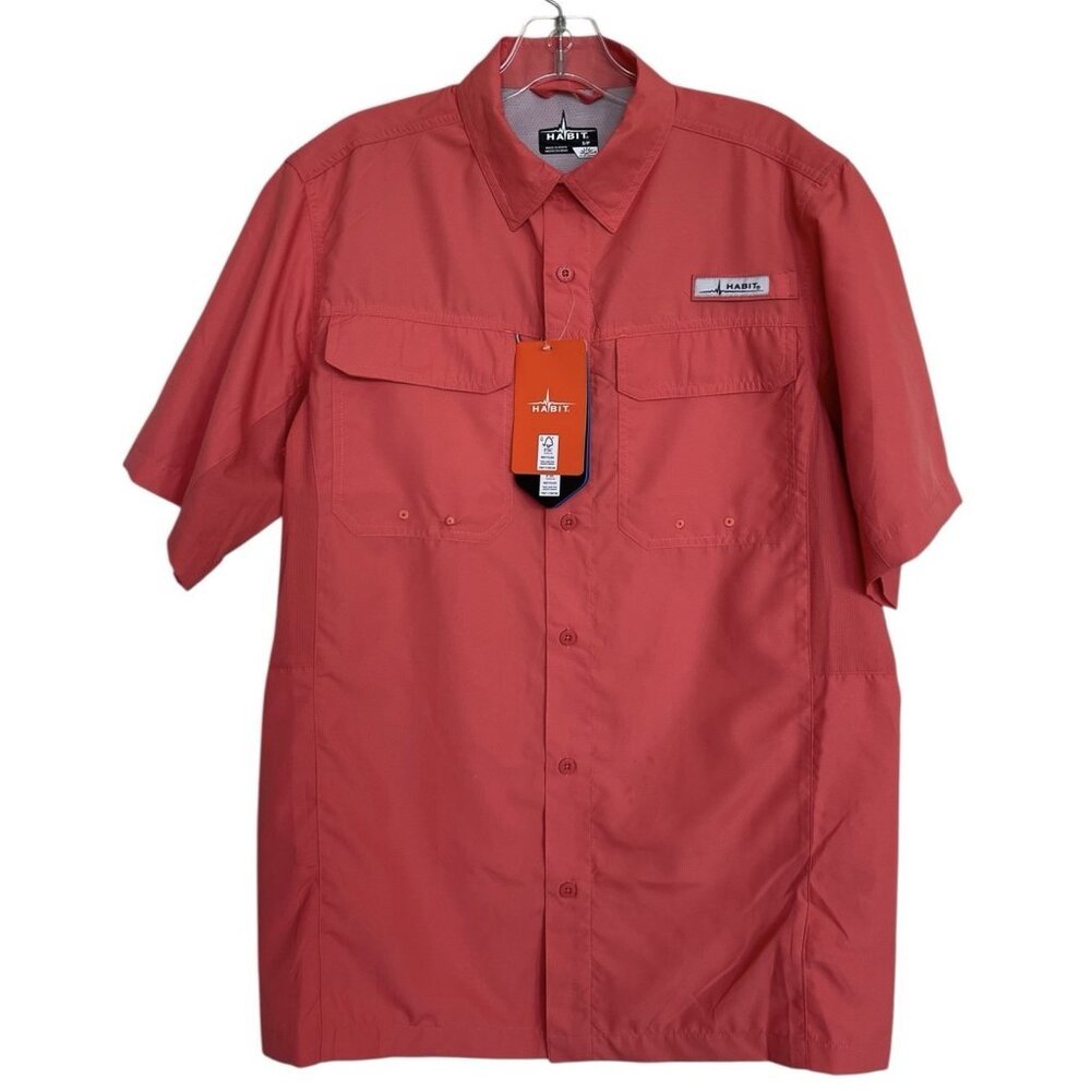 Habit Fishing Outdoor Vented Button Down Shirt Mesh Back Mens‎ Size Small Coral